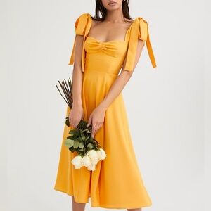 House of CB Alicia Tangerine Orange Midi Sun Dress XS